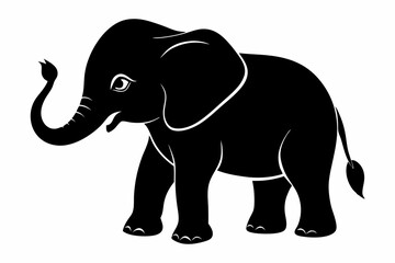 Baby elephant silhouette vector, elephant silhouette