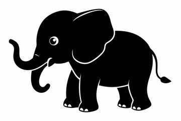 Baby elephant silhouette vector, elephant silhouette