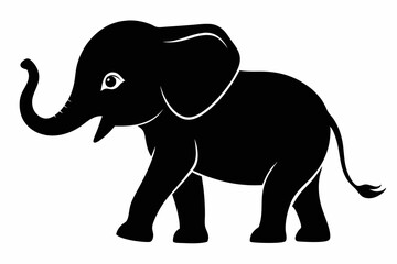 Baby elephant silhouette vector, elephant silhouette