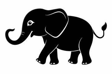 Baby elephant silhouette vector, elephant silhouette