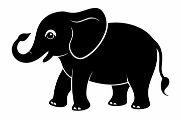 Baby elephant silhouette vector, elephant silhouette