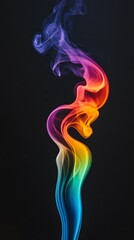 Colorful rainbow smoke, black background, vector illustration, colorful smoke