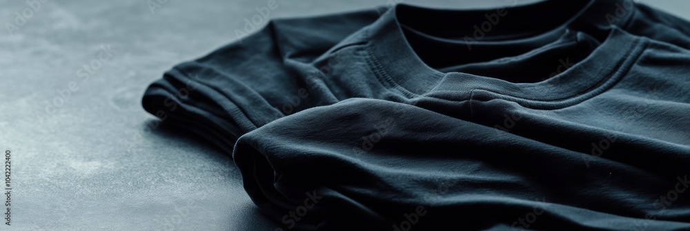 Aufkleber a collection of minimalist sportswear lies neatly folded on a smooth table, presenting an organized 