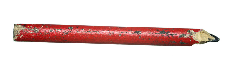 A red pencil on a white background