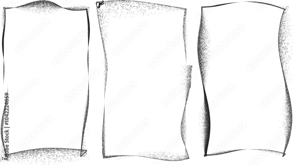 Leinwandbilder Set of vector border frames with rough edges . Rectangular frame template collection . distress texture . Grunge tiny frame borders isolated on the background . Rough edges effect . Rectangles pack.