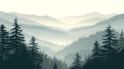 Fototapeta premium Fog-covered autumn mountain peaks, surrounded by vibrant fall colors and misty valleys, ideal for capturing the beauty of nature in stock images.