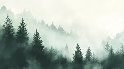 Autumn mountains shrouded in fog, with golden and red leaves on the trees, perfect for tranquil and reflective stock landscape photography.