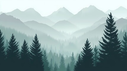 Autumn mountains shrouded in fog, with golden and red leaves on the trees, perfect for tranquil and reflective stock landscape photography.