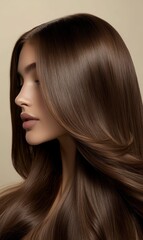 Naklejka premium A woman with long, brown hair.