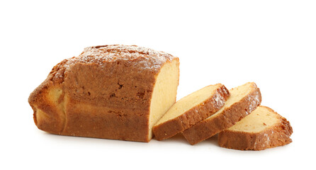 Freshly baked sponge cake isolated on white