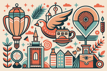 Charming Vintage Line Art Illustrations