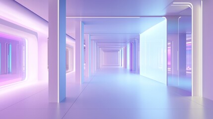 Futuristic Shopping Experience with Holographic Displays and Illuminated Space for Text | Ultra-Detailed Digital Illustration