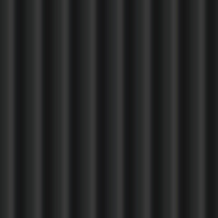 Fototapeta premium Corrugated metal seamless texture vector background, vertical lines waves surface pattern, black wavy striped panel