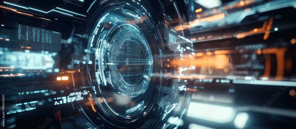 Aufkleber abstract technological background with futuristic elements and glowing lines.