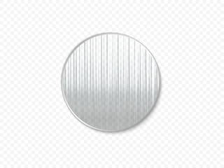 Vector illustration of corrugated glass round monochrome shape on transparent background.