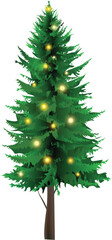 Christmas tree  with lights isolated.Green pine tree decoration with shining light vector