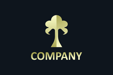 Golden cloud tree logo vector template design