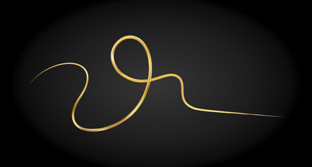 Golden doodle abstract line. Hand drawn curly swishes