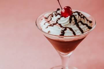 chocolate covered cherry martini, served in a sleek martini glass for Valentines