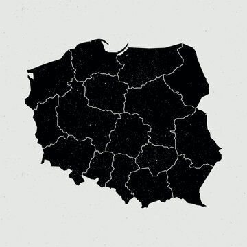 Fototapeta poland vintage icon map. Vintage poland map with regions isolated on white background.