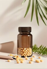 Minimalistic Supplement Bottle With Pills Capsules 