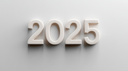 Elegant white 2025 typography on minimalist background for design projects