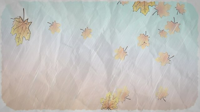 Hand Drawn Pencil Sketched Fall Leaves Animated Backdrop
