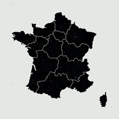 france vintage icon map. Vintage france map with regions isolated on white background.