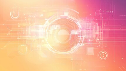 Abstract digital tech background in orange hues.