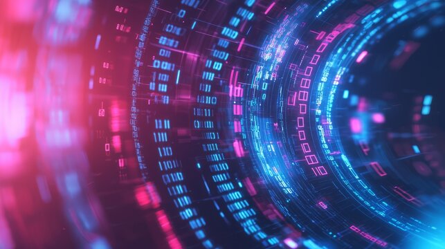Glowing Cyber Monday Background with Binary Code and Digital Icons for Text Customization