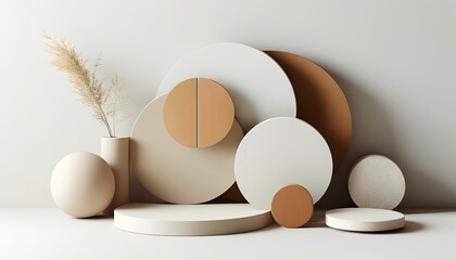 Sleek Minimalist Design with Abstract Geometric Shapes in Neutral Tones