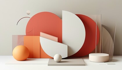 Sleek Minimalist Design with Abstract Geometric Shapes in Neutral Tones