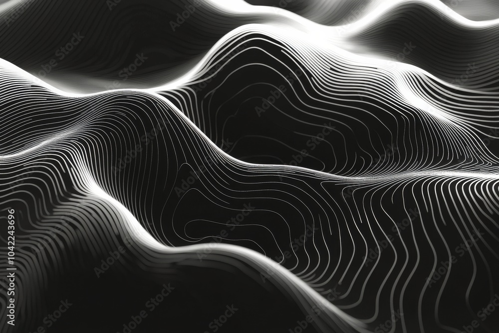 Aufkleber abstract topographic design featuring flowing lines in monochrome tones on a textured surface