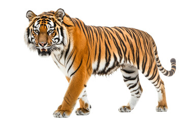 Fototapeta premium Majestic tiger walking gracefully against,Isolated on transparent background