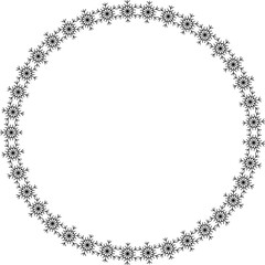 Snowflake circle frame. Winter snowflake round border.