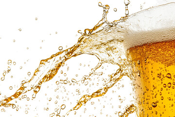 Refreshing beer with splashes and foam against black , perfect for summer celebrations,Isolated on transparent background