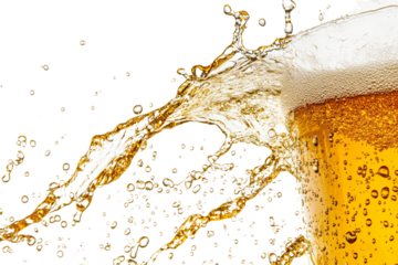 Refreshing beer with splashes and foam against black , perfect for summer celebrations,Isolated on transparent background