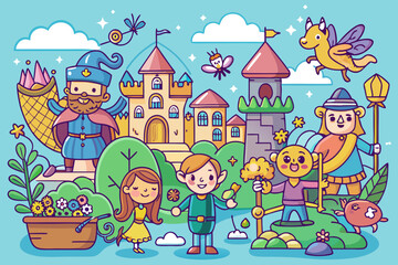 Whimsical Fairy Tale Line Art Illustrations