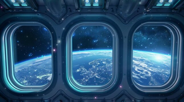 Breathtaking galaxy view from a spaceship window in deep space with stars and nebulae  
Seamless looping 4k time-lapse virtual video animation Generated AI