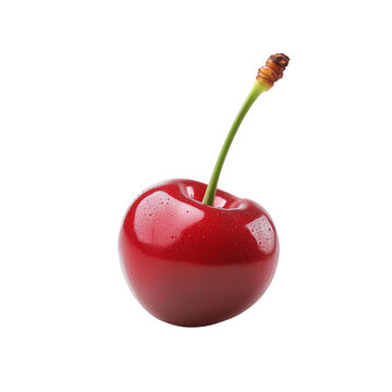 Red cherry isolated on a transparent background and white background. Photo and PNG file