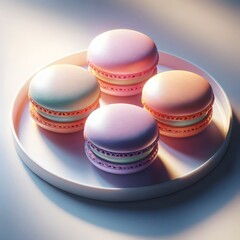 Obraz premium A plate of colorful macarons, arranged in a circle.