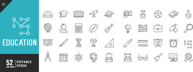 Education Editable line icon set. Thin modern style vector illustration. 