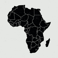 africa vintage icon map. Vintage africa map with regions isolated on white background.