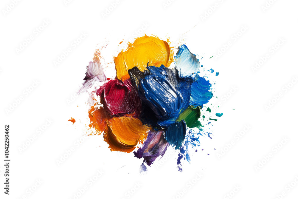 Aufkleber colorful paint swirls create artistic explosion,isolated on transparent background