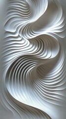 Abstract three dimensional design featuring two spheres and swirling lines on a textured background