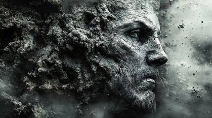 Stone Face: A Surreal Portrait of Human Emotion