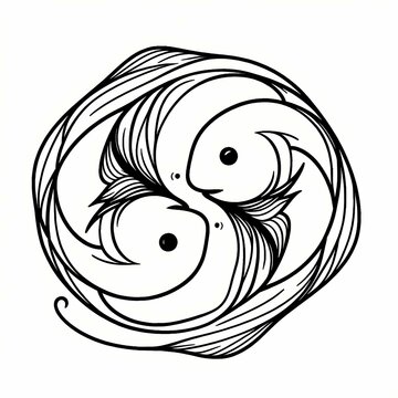 recommend clip art: Minimalist line art of two koi fish in a circular yin-yang formation, symbolizing balance, harmony, and the flow of life in nature.
                    