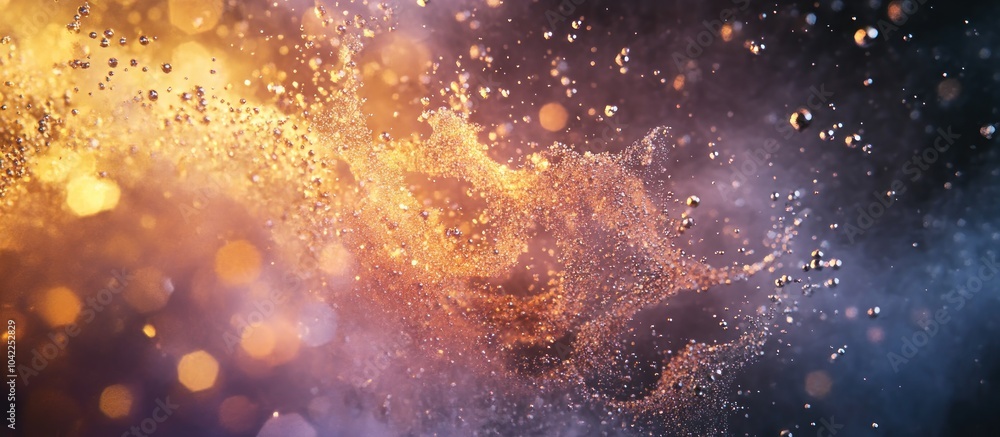 Poster abstract background with water droplets and bokeh lights.