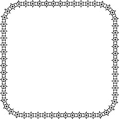 Snowflake square frame. Winter snowflake round border.