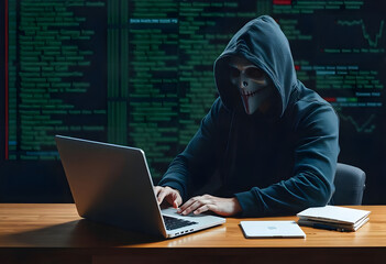 hacker working on laptop